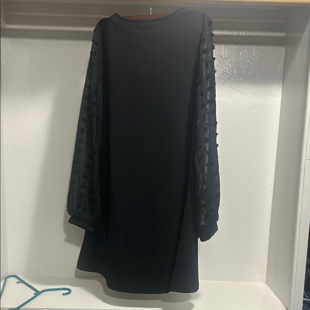 Black Ribbed Asymmetrical Sheath Dress - Picture 5 of 6